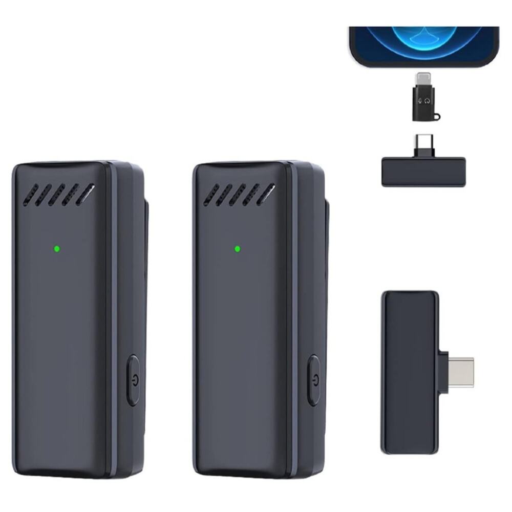 Wireless Lavalier Microphone,Lavalier Microphone for iPhone Android,2 Pack Profe